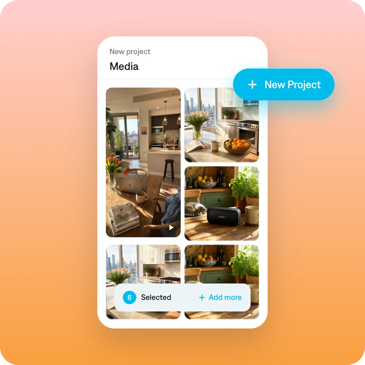 Screenshot showing how to upload video clips or footage into the Captions app