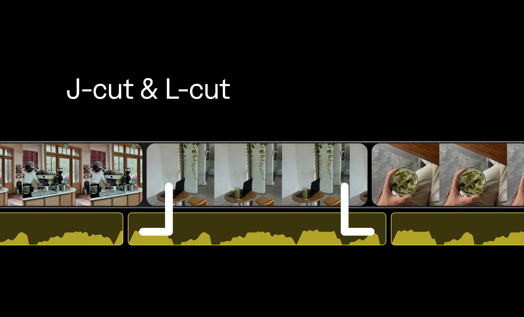 Footage showing J and L cuts within scenes
