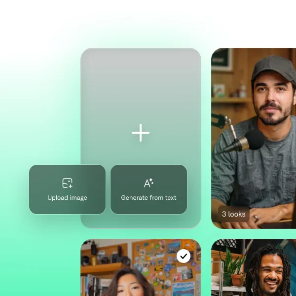 Image showing a creator holding a “Natural Snacks” product on camera with product images displayed beside the video, a text prompt reading “Make a video ad on my product,” and a timeline preview with a “Writing script…” status indicator.